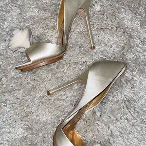 Badgley Mischka Satin Peep Toe Stilletos